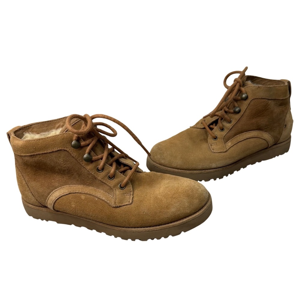 UGG Bethany Chestnut Suede Shearling Lace Up Ankle Boots Women's 7.5